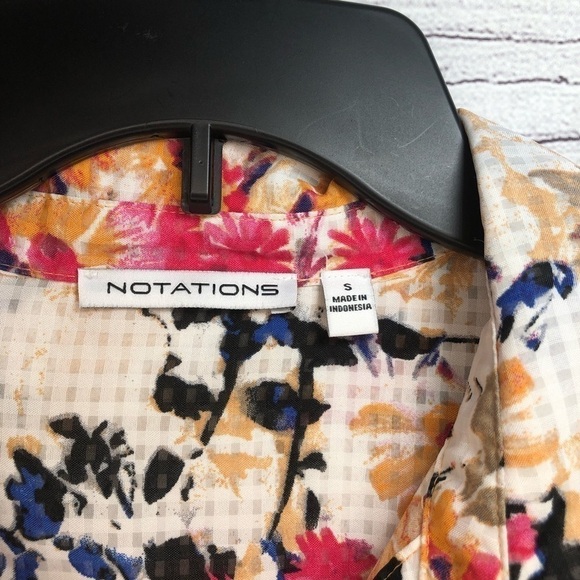 Notations Cream Floral Button-Down Top Sz Sm - Picture 3 of 5
